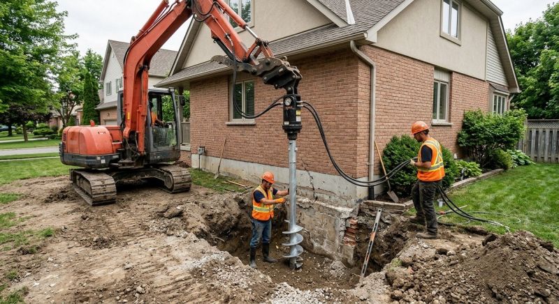 Helical Pile Installation in Cambridge, MA